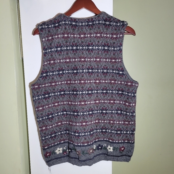 ❤️ 3 for $35 Simons wool multicolor floral grandpa cottagecore vest Cardigan med - Picture 4 of 7